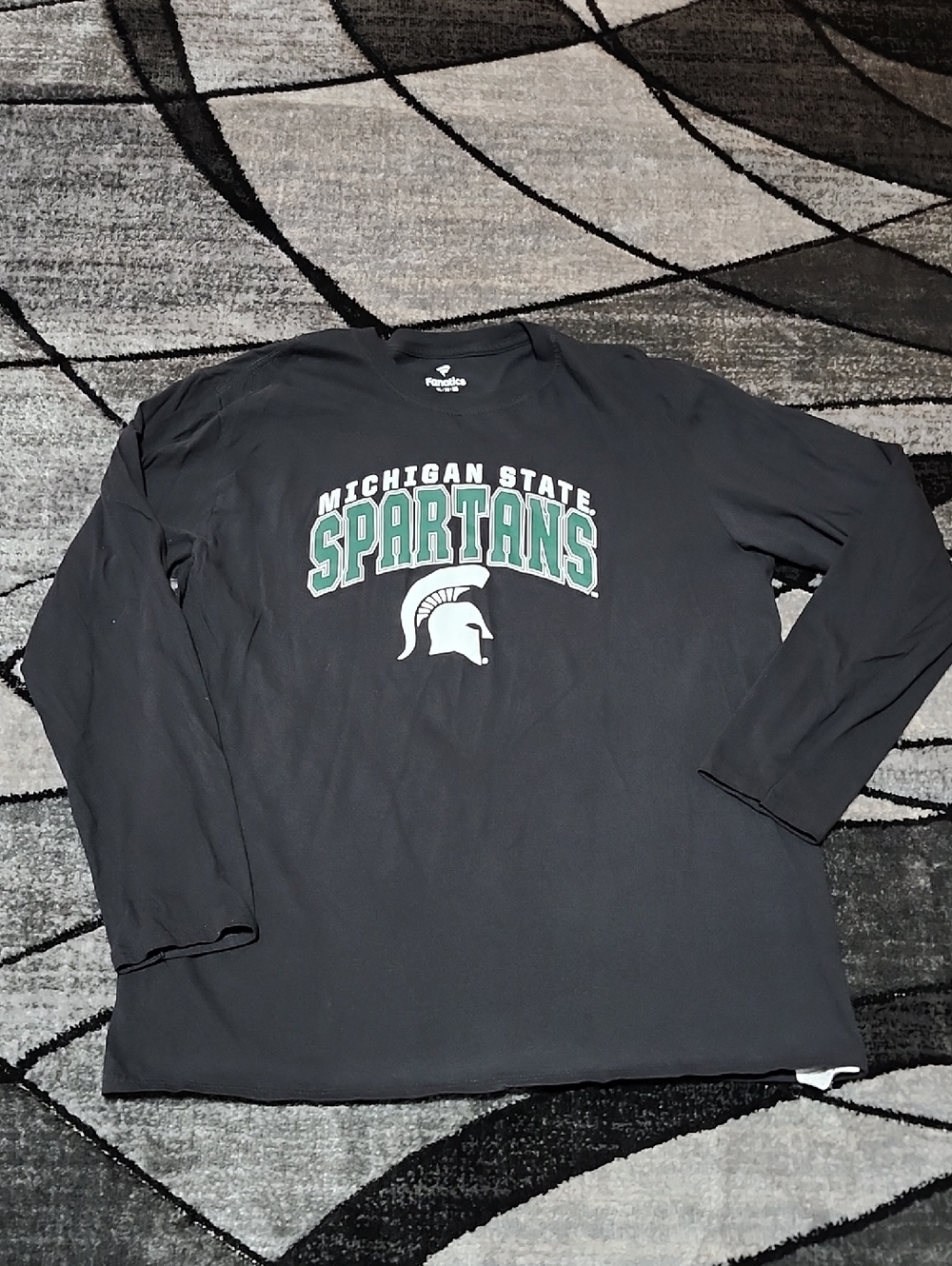 FANATICS MICHIGAN STATE SPARTANS BLACK COTTON CREW-NECK LONG-SLEEVE TEE-SHIRT XL
